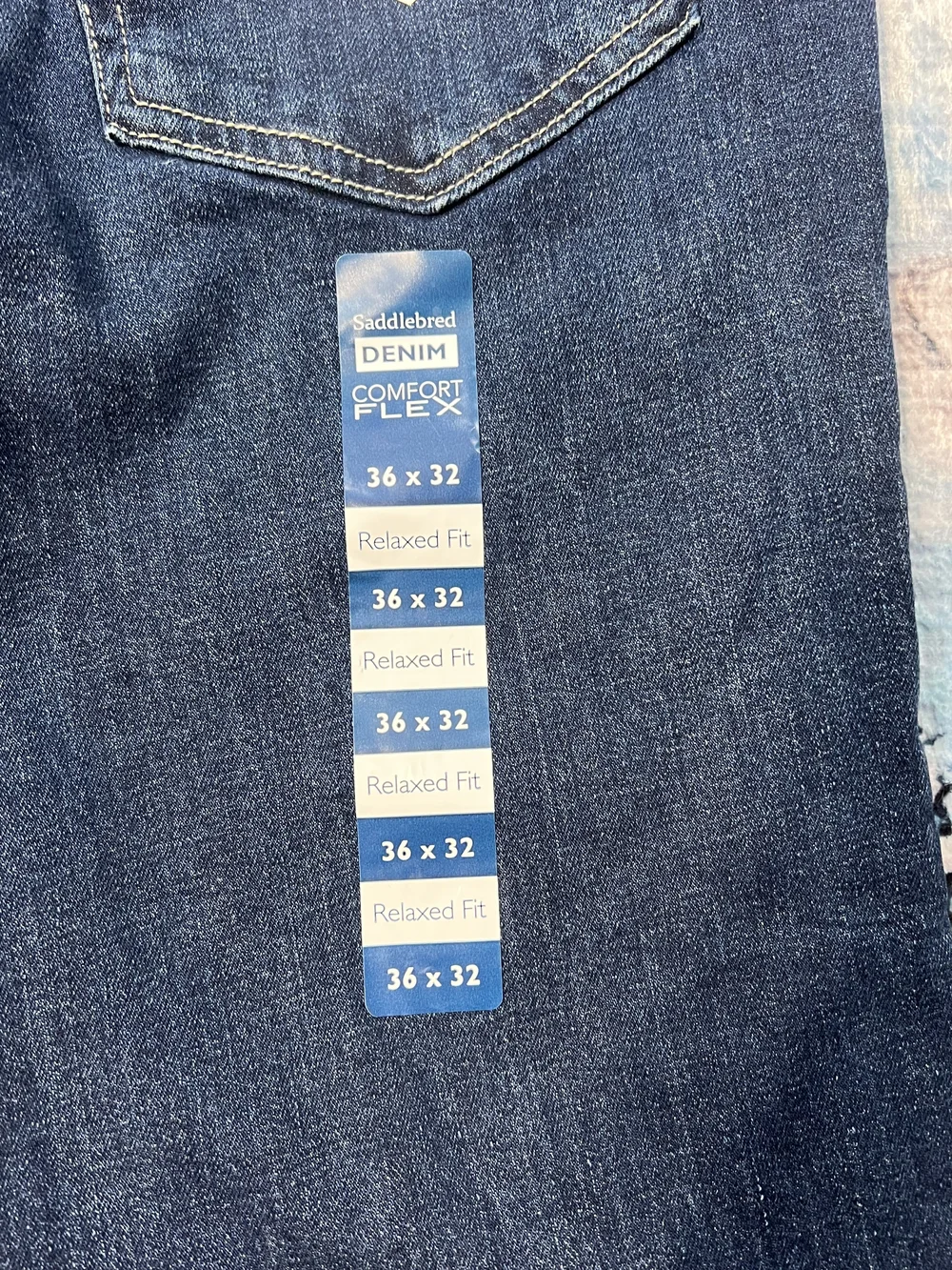 Saddlebred Denim Comfort Flex Relaxed‎ Fit Jeans Mens 36x32 Greenstone Dark Wash